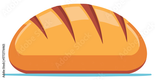 Delicious golden brown bread loaf vector illustration with classic diagonal score marks for bakery and food concepts.
