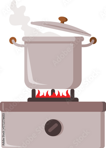 illustration of a pot with boiling water