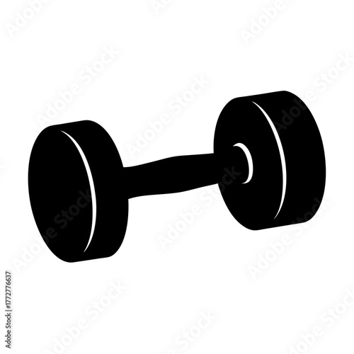 Black and white silhouette of a dumbbell used in weightlifting routines