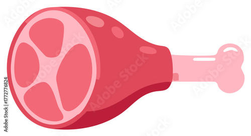 Cartoon ham hock or pork leg on the bone vector food illustration