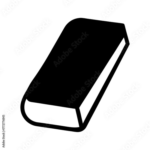 Illustration of a simple black book, lying at an angle on white