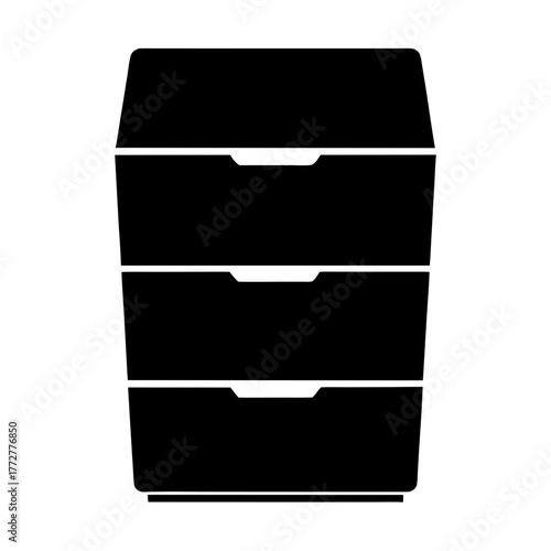 Minimalist rendering of a three drawer dresser, storage solutions and organization