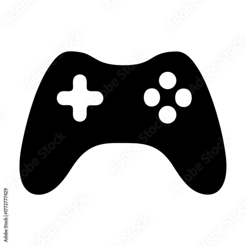 Simple black and white video game controller illustration for retro gaming