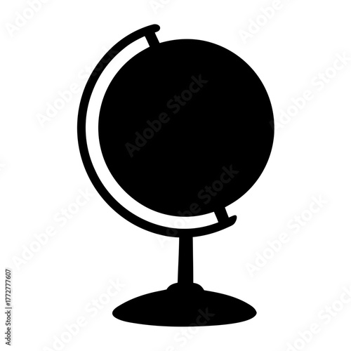 Silhouette of a globe on a stand, teaching geography and history