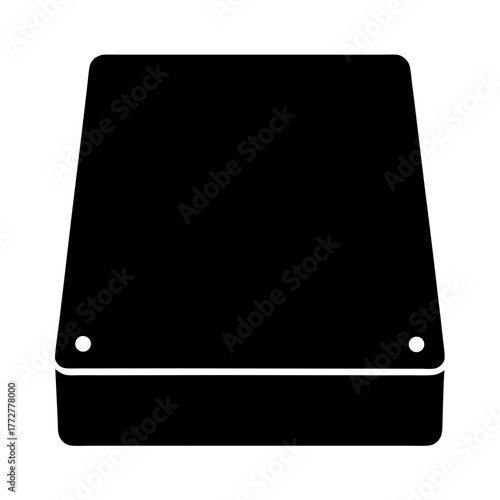 Black and white image of a hard drive disk icon representation