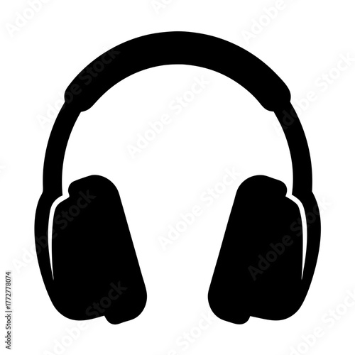 Silhouette of headphones for listening to music or audio with black design