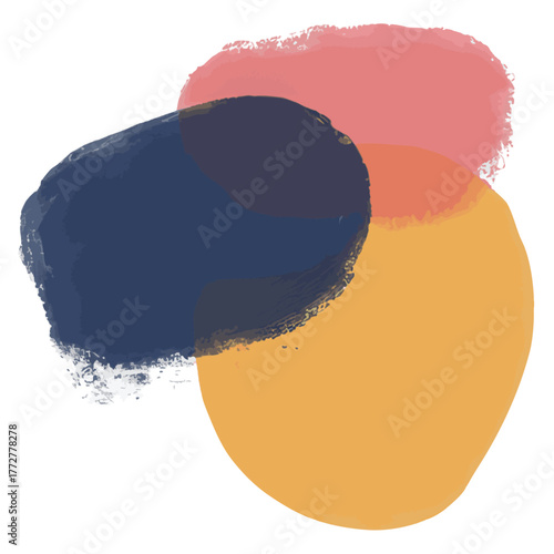 Abstract modern painting with watercolor stain elements