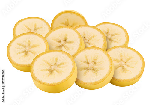 Banana Slices - Healthy Fruit Food on white background