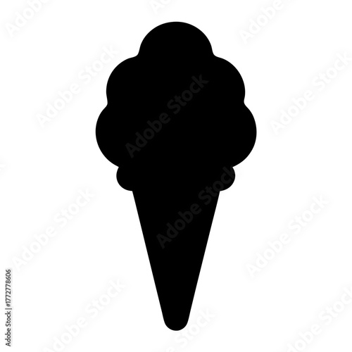 Silhouette of a delicious ice cream cone, a sweet summer treat