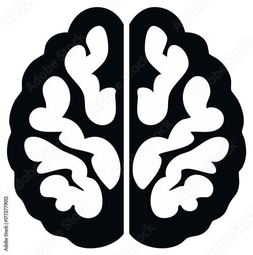 Brain Shape Symbol Black and White Simple Graphic Representation Minimalist Design