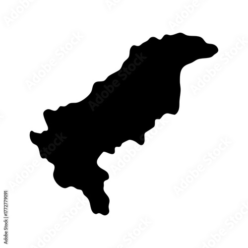 Abstract black silhouette of a geographical shape on a white background