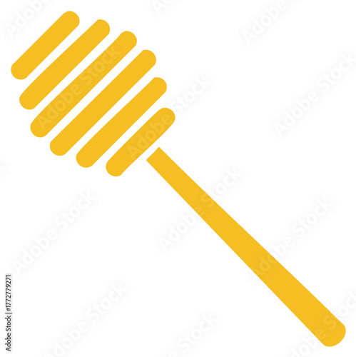 Stylized yellow honey dipper vector icon for natural food, sweet breakfast, and healthy eating