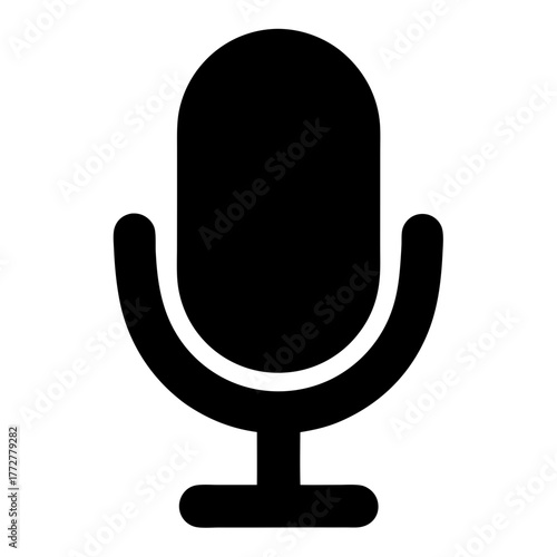 Black microphone vector graphic for recording and podcasting on white background