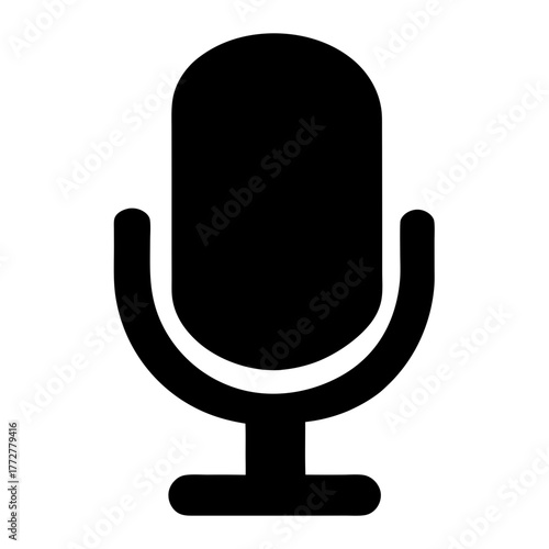 Simple black and white microphone icon for voice recording and communication