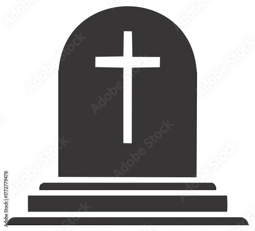 Grave stone marker vector illustration Christian cross cemetery tombstone symbol