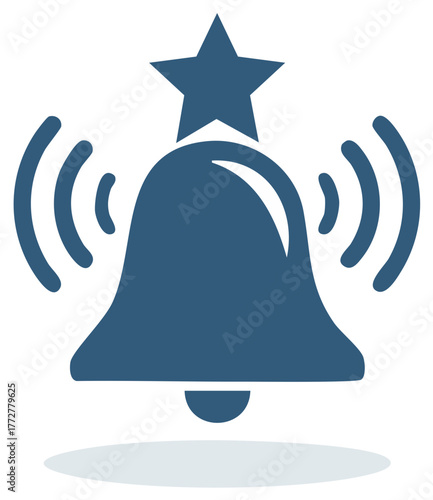 Star Bell Icon Vector Illustration Signifying an Alert, Notification or a Festive Holiday Message
