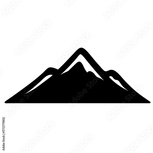 Stylized mountain range peak outline with snow, adventure and exploration symbol