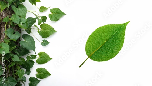 Green vines and leaves isol...