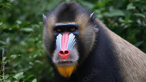 Captive colorful primate wi...