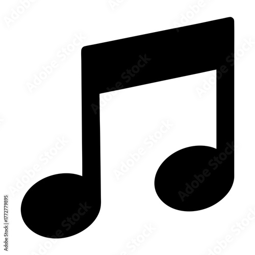Simple black icon of an eighth note or quaver musical notation