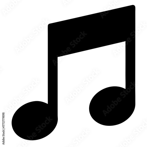 Black silhouette of two eighth notes, musical notation, on a white background