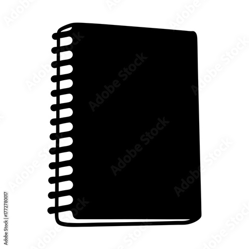 Black and White Spiral Notebook Illustration for School or Office Purposes