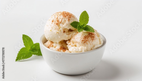 Frozen dessert garnished wi...