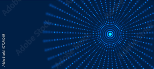 An abstract vector illustration in which points of light radiate in concentric circles, creating the illusion of movement and depth. A vortex of light in a colorful space.