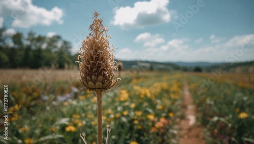 Dried Corn Flower Amidst Su...
