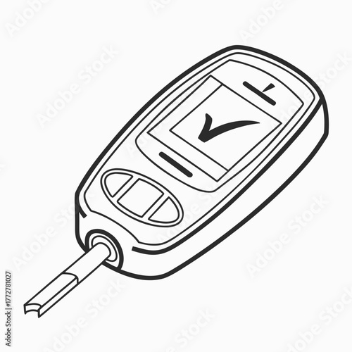 Blood glucose meter line art illustration healthcare concept design