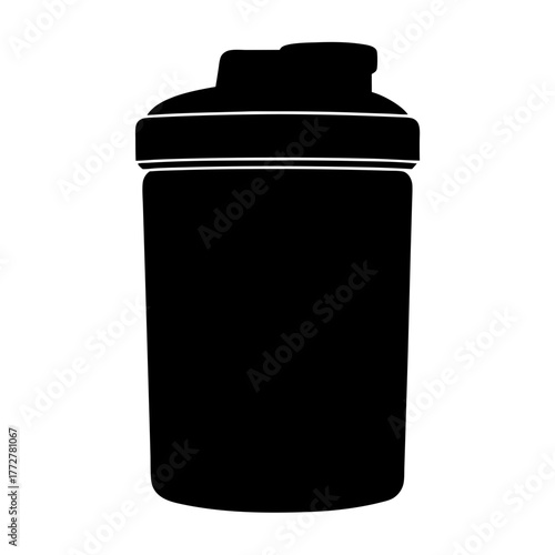 Isolated silhouette of a protein shaker bottle for fitness and nutrition