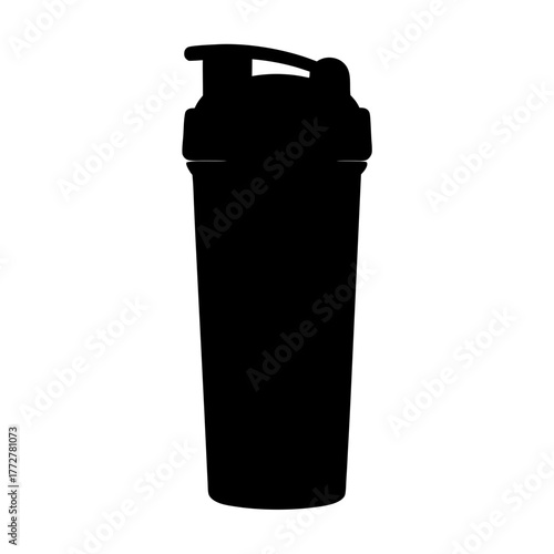 Wallpaper Mural Black silhouette of a protein shaker bottle isolated on white background Torontodigital.ca