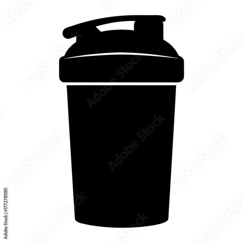 Black protein shaker silhouette against a white background perfect for fitness