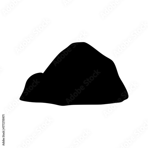 Monolithic black silhouette reminiscent of a mountain or large rock formation