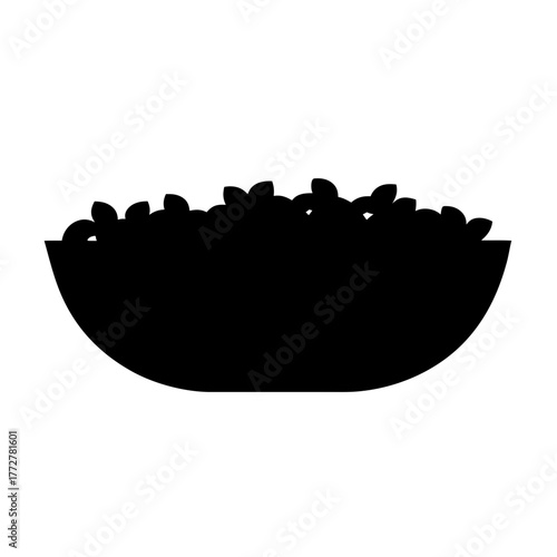Silhouette illustration of a bowl full of grains or small items