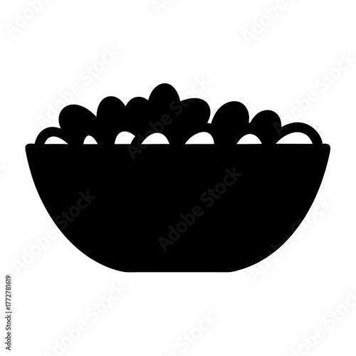 Black silhouette of a bowl overflowing with fluffy or cloud like substance