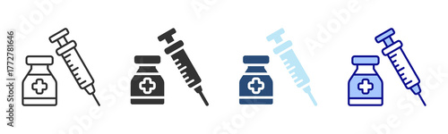 Vaccination Icon Set. Designed In Multi Style