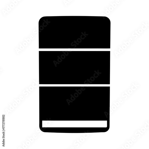 Simple graphic of a black filing cabinet or container with divisions