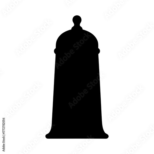 Black silhouette of a bell jarshaped glass container with a knob top