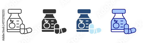 Vitamin Icon Set. Designed In Multi Style