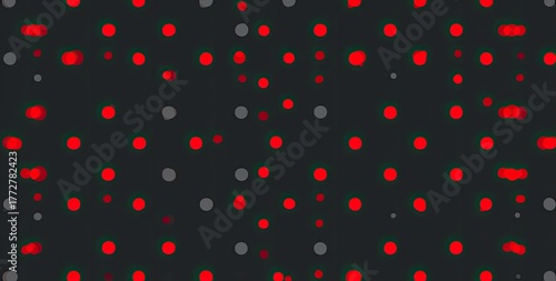 Abstract pattern red and grey circles on a dark grey backdrop