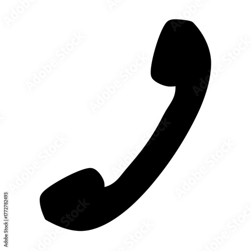Classic black telephone receiver on a white background, simple phone image