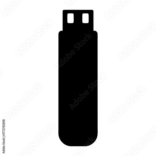Black and white vector graphic of a Universal Serial Bus storage device
