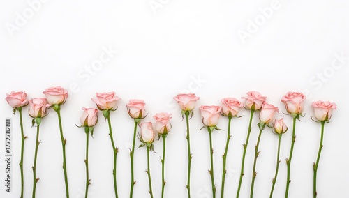 Single pink rosebuds and bl...