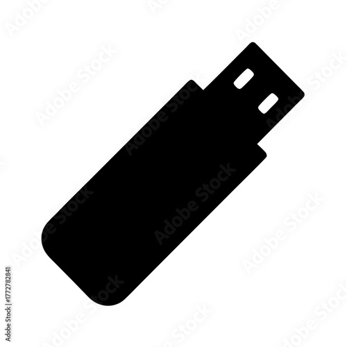 Simple black silhouette vector illustration of a USB flash drive memory stick