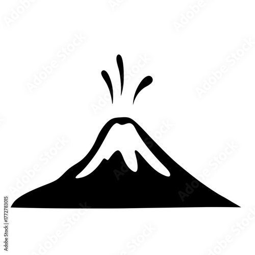 Stylized black and white eruption of a powerful volcano illustration