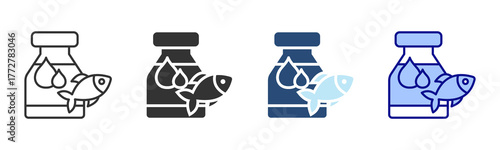 Fish Oil Icon Set. Designed In Multi Style