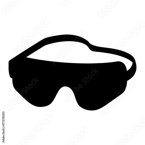Black silhouette of swim goggles or protective eyewear on a white background