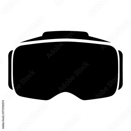 A black silhouette of a VR headset, representing virtual reality technology