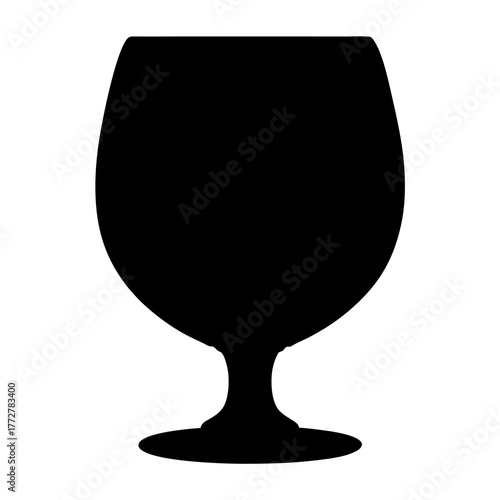 Black silhouette of a snifter glass, suitable for brandy or cognac